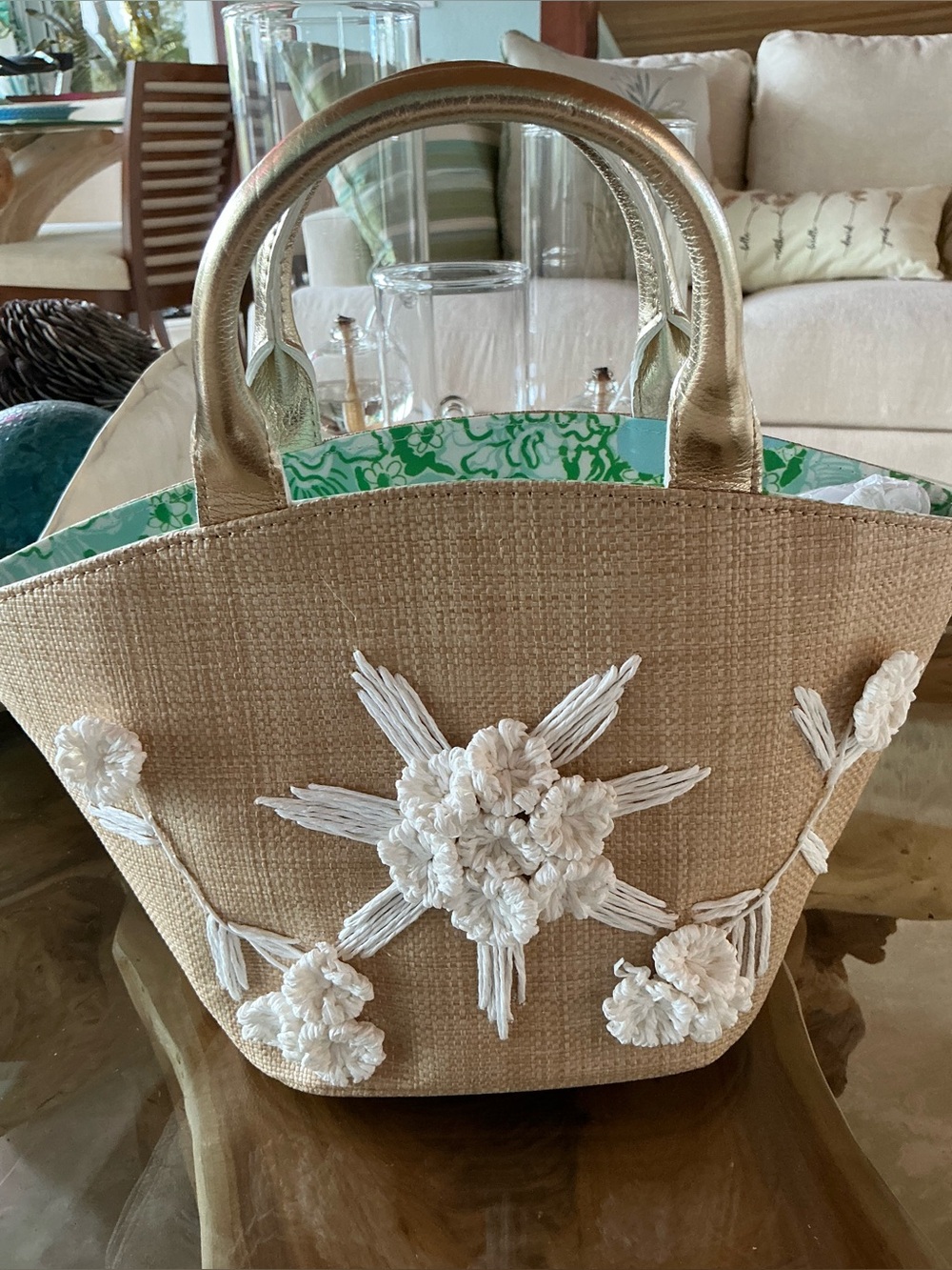 🎉 WEEKEND SALE🎉NWT Lilly Pulitzer Panama Straw Bag,”Mint Condition Burst Of Joy”